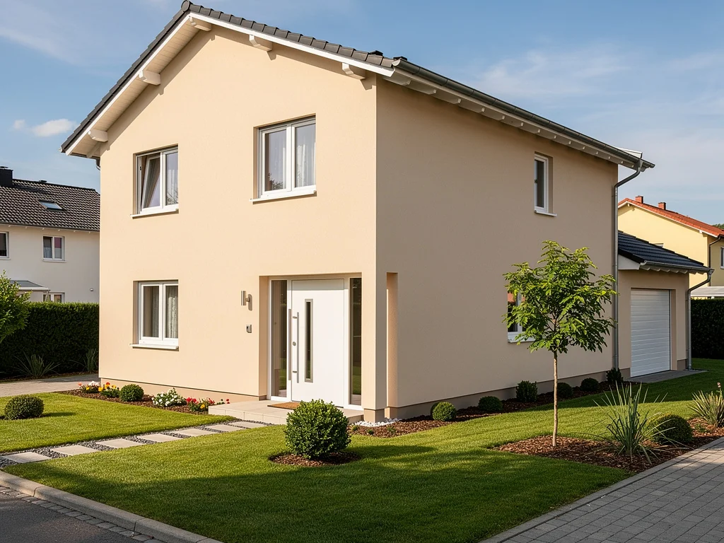 Maison individuelle après ravalement et isolation des murs par l'extérieur